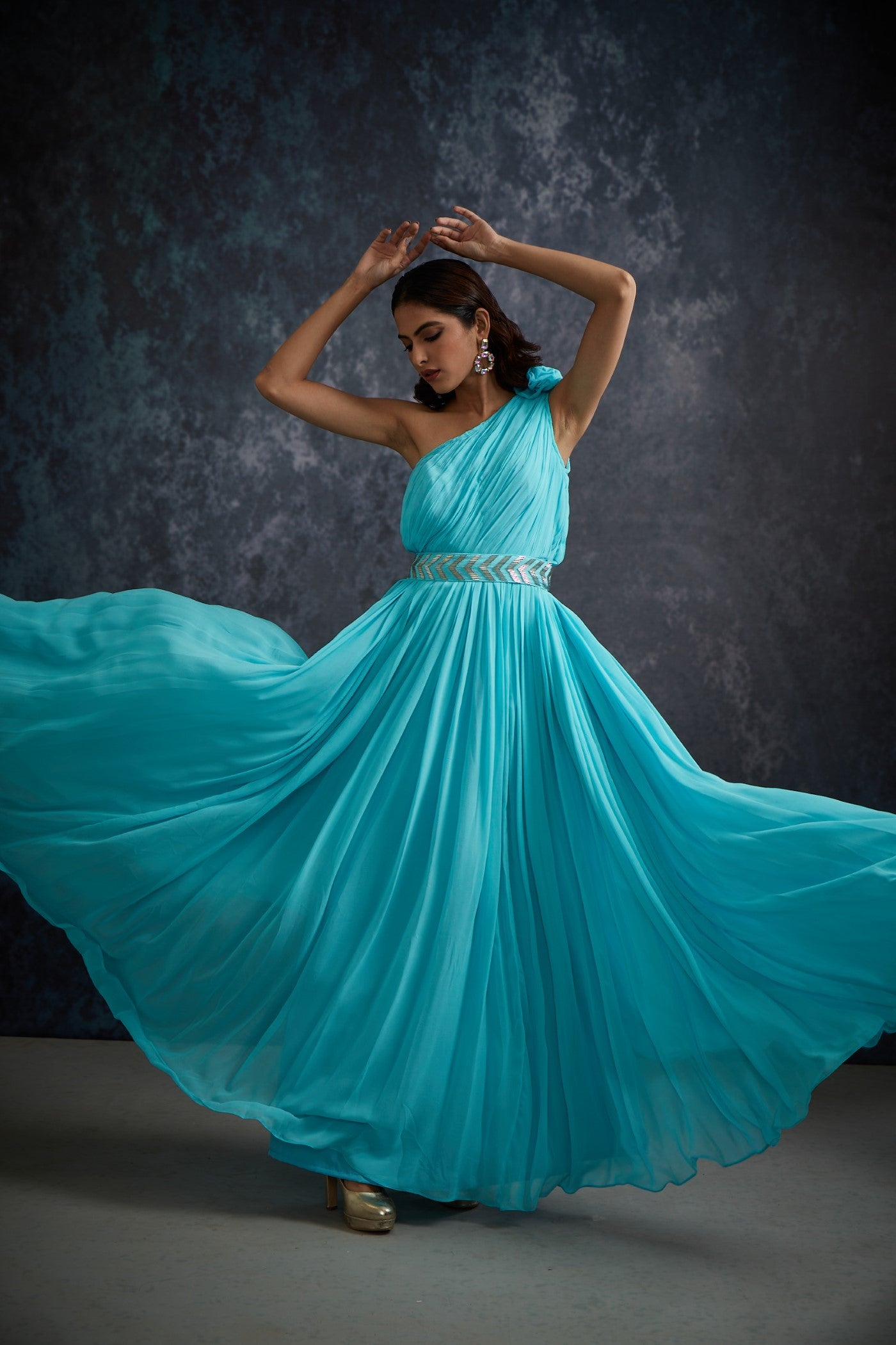 Blue Embroidered Gown