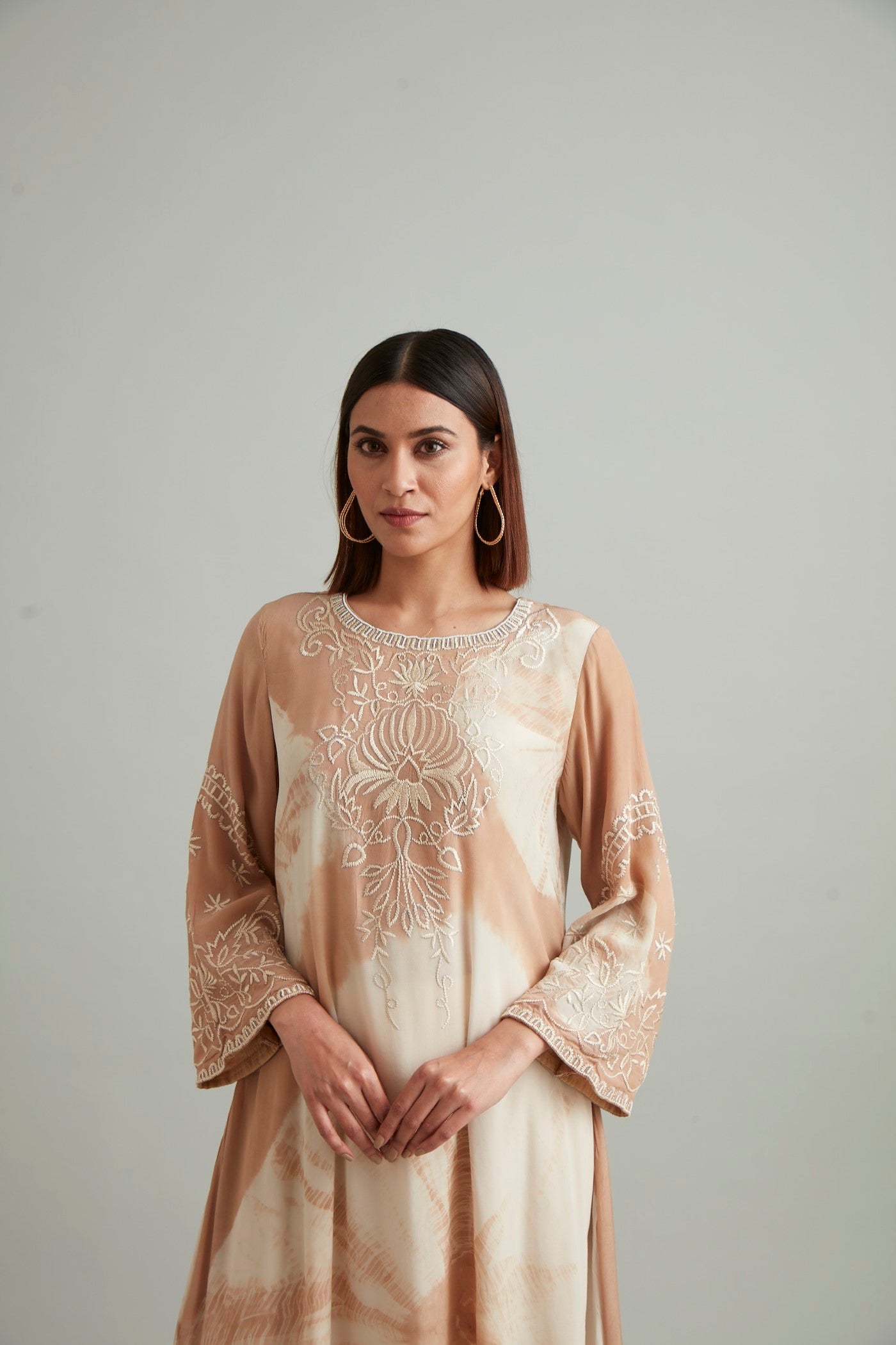 Ochre Embroidered Kurti With Pants